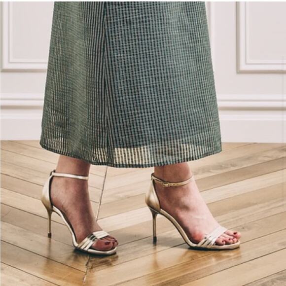 Sarah Flint Perfect Sandal heel Metallic Silver Nappa 39 or 8/8.5 wedding formal - Picture 2 of 11